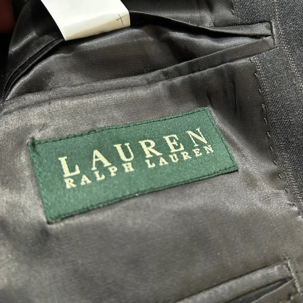 Lauren‎ Ralph Lauren Suit 44S Pants 38X29 Charcoal Grey Pinstripe Wool 2-Piece